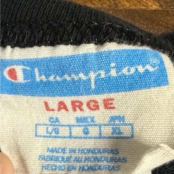 Champion Black Graphic Tee with Colorful Mushroom Design—VGUC - Picture 2 of 4